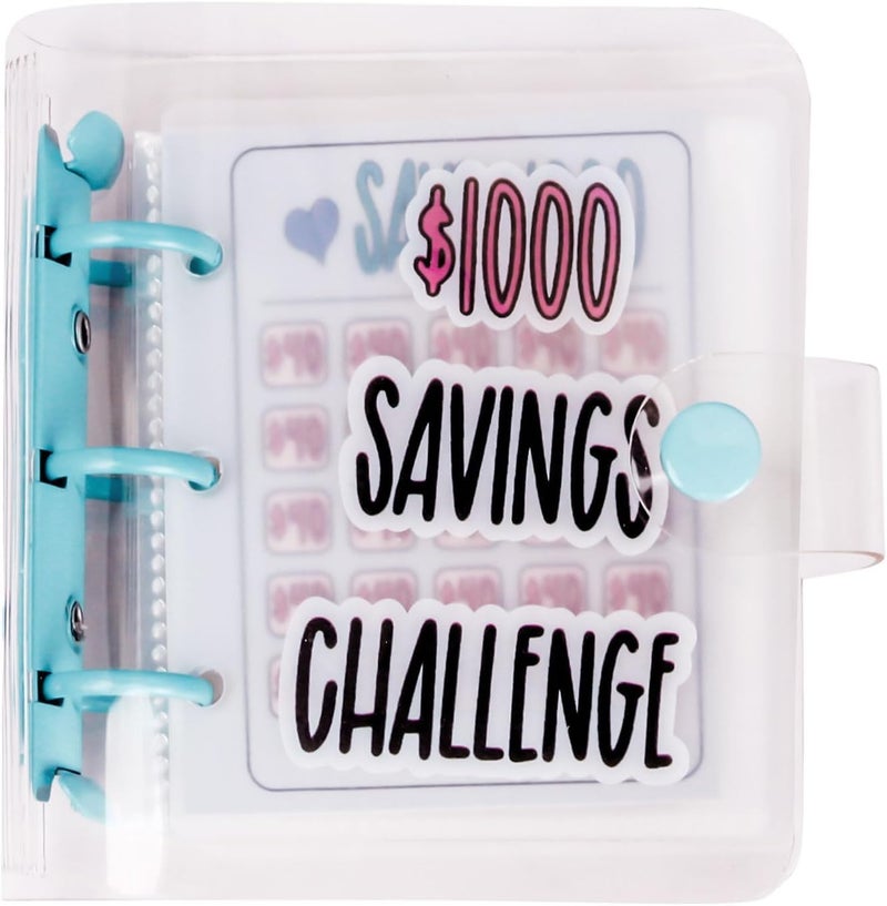 DVHOK Money Saving Binder, $1000 Money Saving Challenge Binder, Reusable Budget Book with Cash Envelopes Blue - Image 1